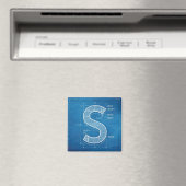 Blauwdruk Monogram Letter S Magneet (Insitu (Vaatwasser))