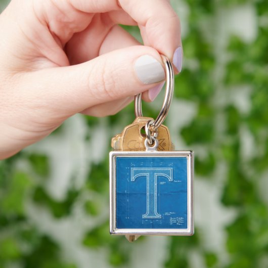 Blauwdruk Monogram Letter T Sleutelhanger (Hand)