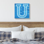 Blauwdruk Monogram Letter U Canvas Afdruk (Insitu (Slaapkamer))