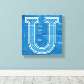 Blauwdruk Monogram Letter U Canvas Afdruk (Insitu (Houten vloer))