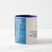 Blauwdruk Monogram Letter U Mok (Midden)