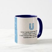 Blauwdruk Monogram Letter U Mok (Voorkant rechts)