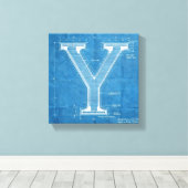 Blauwdruk Monogram Letter Y Canvas Afdruk (Insitu (Houten vloer))