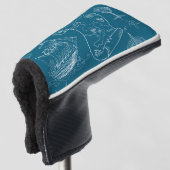 Blauwdruk Nautisch grafisch patroon Golfheadcover (3/4 voorkant)