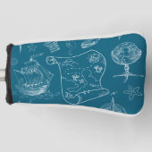 Blauwdruk Nautisch grafisch patroon Golfheadcover (Voorkant)