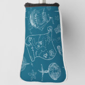 Blauwdruk Nautisch grafisch patroon Golfheadcover (Draai 90)