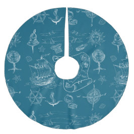 Blauwdruk Nautisch grafisch patroon Kerstboom Rok