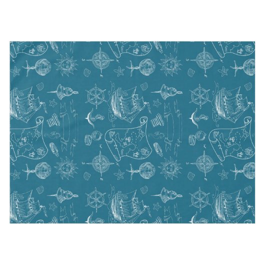 Blauwdruk Nautisch grafisch patroon Tafelkleed (Voorkant (Horizontaal))