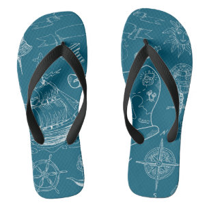 Blauwdruk Nautisch grafisch patroon Teenslippers