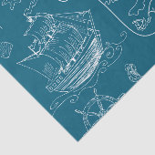 Blauwdruk Nautisch grafisch patroon Tissuepapier (Detail)