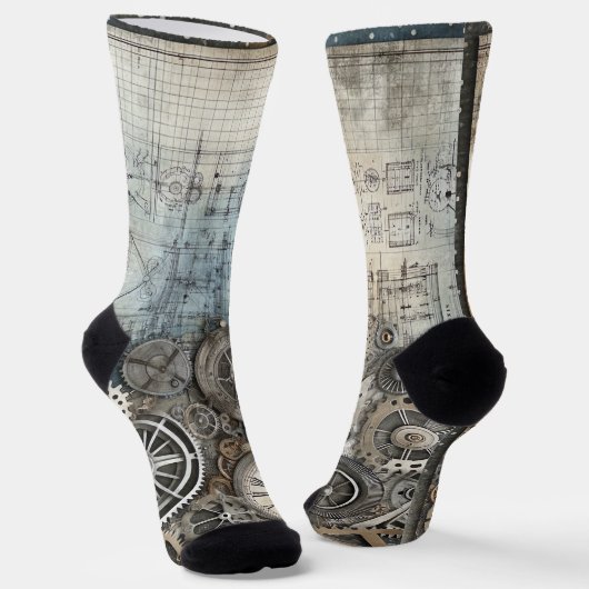 Blauwdruk ontwerp - Architect's Decor Sokken (Gebogen)