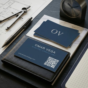 Blauwdruk Raster Minimaal Modern QR Code   Consult Visitekaartje