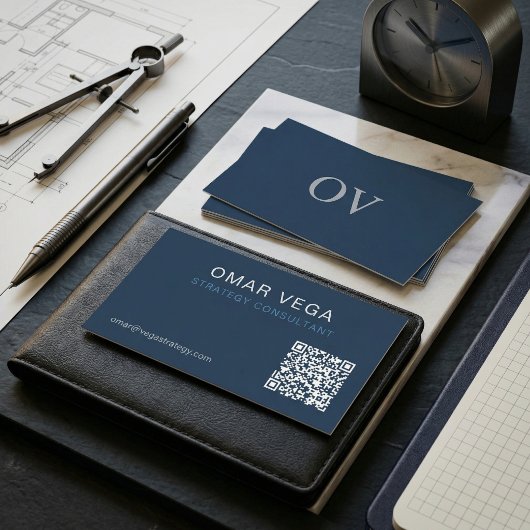 Blauwdruk Raster Minimaal Modern QR Code | Consult Visitekaartje