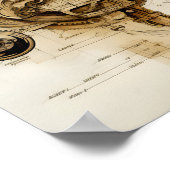 Blauwdruk Tan Machine Poster (Hoek)