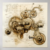 Blauwdruk Tan Machine Poster (Voorkant)