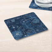 Blauwdruk Technische Tekening Geometrisch Kartonnen Onderzetters (Schuin)