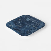 Blauwdruk Technische Tekening Geometrisch Papieren Bordje (Gebogen)