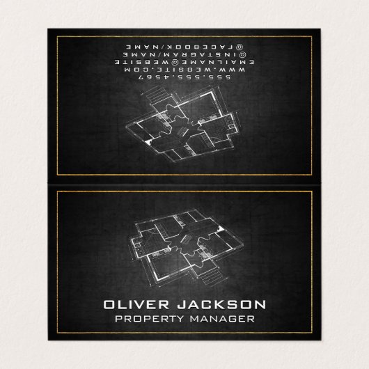 Blauwdruk Top Uitzicht Visitekaartje (Buitenkant ongevouwen)