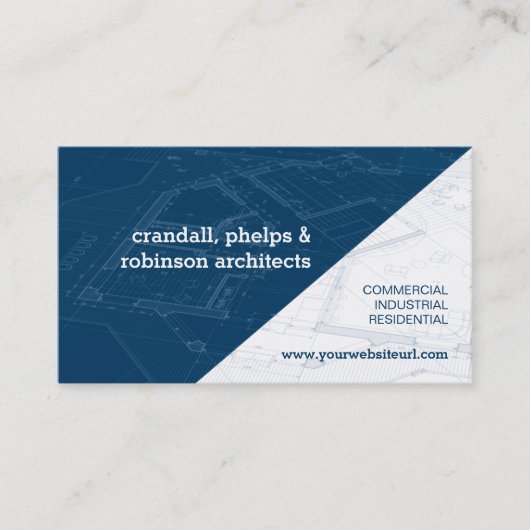 Blauwdruk van blauwe architectuur visitekaartje (Voorkant)