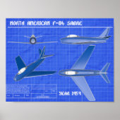 Blauwdruk van de Amerikaanse Saber Poster (Voorkant)