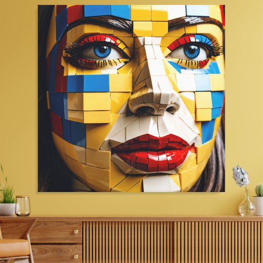 Blauwdruk van de mensheid - Een kubistisch portret Canvas Afdruk (Insitu (Woonkamer))