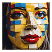 Blauwdruk van de mensheid - Een kubistisch portret Foto Afdruk (Voorkant)