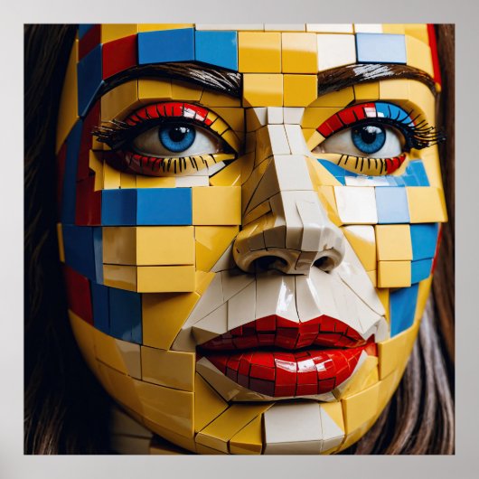 Blauwdruk van de mensheid - Een kubistisch portret Poster (Voorkant)