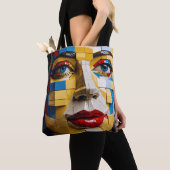 Blauwdruk van de mensheid - Een kubistisch portret Tote Bag (Dichtbij)
