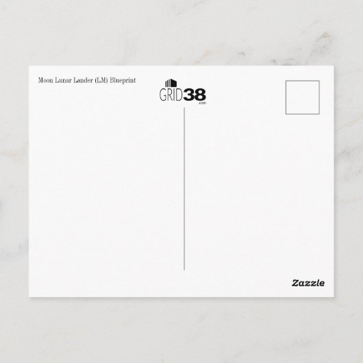 Blauwdruk van de module Lander Lunar (LM) Briefkaart (Achterkant)