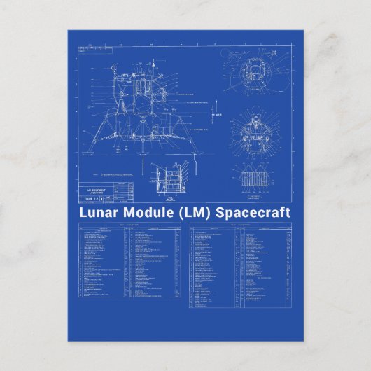 Blauwdruk van de module Lander Lunar (LM) Briefkaart (Voorkant)