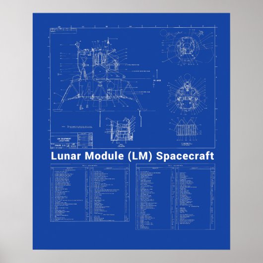 Blauwdruk van de module Lander Lunar (LM) Poster (Voorkant)