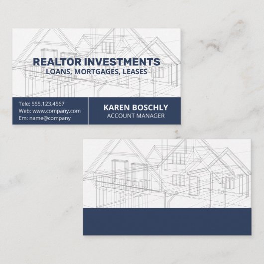 blauwdruk van een architect | Bouw Visitekaartje (Voorkant / Achterkant)