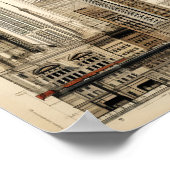 Blauwdruk van een groep gebouwen poster (Hoek)