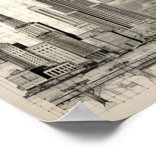 Blauwdruk van een stad poster (Hoek)