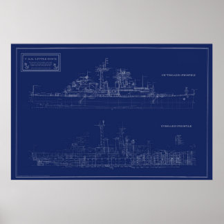 Blauwdruk van lichte kruiser Little Rock van de ma Poster