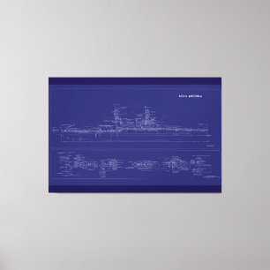 Blauwdruk van slagschip USS Arizona Canvas Afdruk