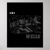 Blauwdruk vliegtuig vliegtuig tegen Hellcat 2 F6f Poster (Voorkant)