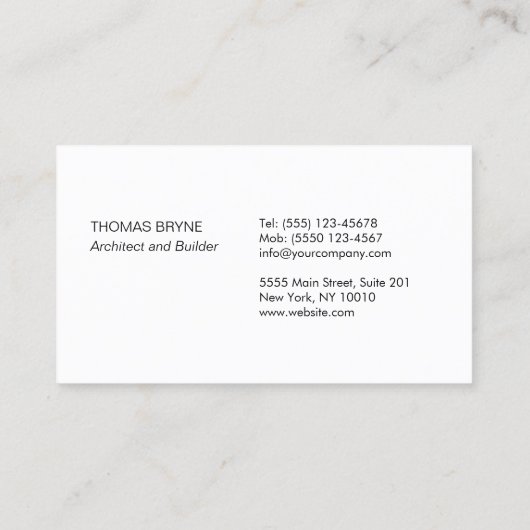 Blauwdruk voor architectenarchitect visitekaartje (Achterkant)