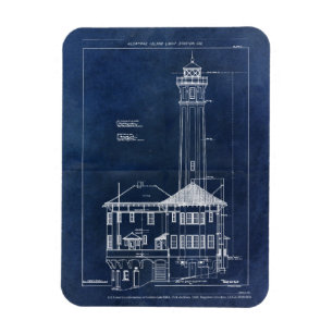  blauwdruk voor de vuurtoren van Alcatraz Island Magneet