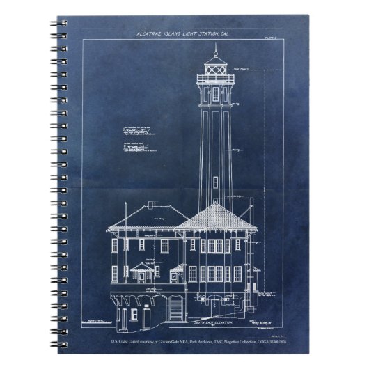 blauwdruk voor de vuurtoren van Alcatraz Island Notitieboek (Voorkant)