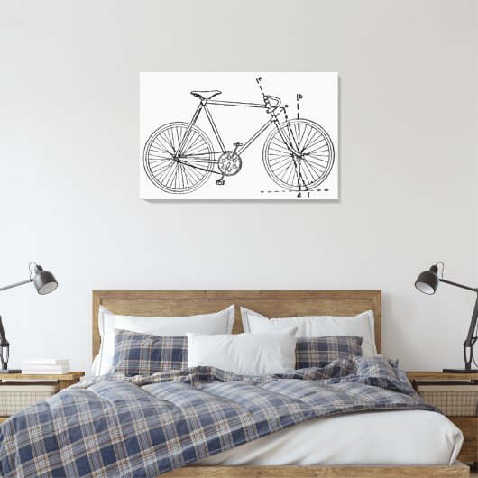 Blauwdruk voor fietsen canvas afdruk (Insitu (Slaapkamer))