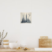 Blauwdruk voor Grijswaardenbouw Poster (Keuken)