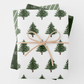 Blauwdruk voor kerstmis met groene Waterverf Boom  Inpakpapier Vel (In situ)