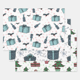 Blauwdruk voor kerstpapier inpakpapier vel