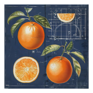 Blauwdruk voor Oranje vruchten Foto Afdruk