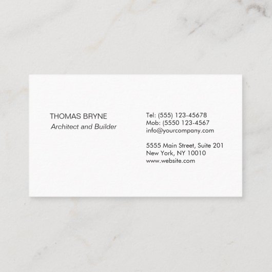 Blauwdruk voor thuisbouw en architectuur visitekaartje (Achterkant)