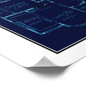  blauwdruk voor Victoriaans Huis Poster (Hoek)