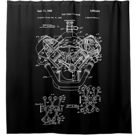 Blauwdrukdiagram van  motorblok - Mannen Douchegordijn (Voorkant)
