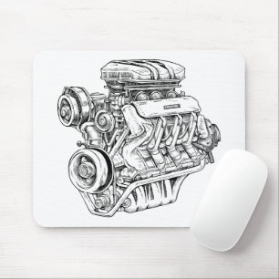 Blauwdrukdiagram van  motorblok - Mannen Muismat