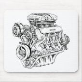 Blauwdrukdiagram van motorblok - Mannen Muismat (Voorkant)